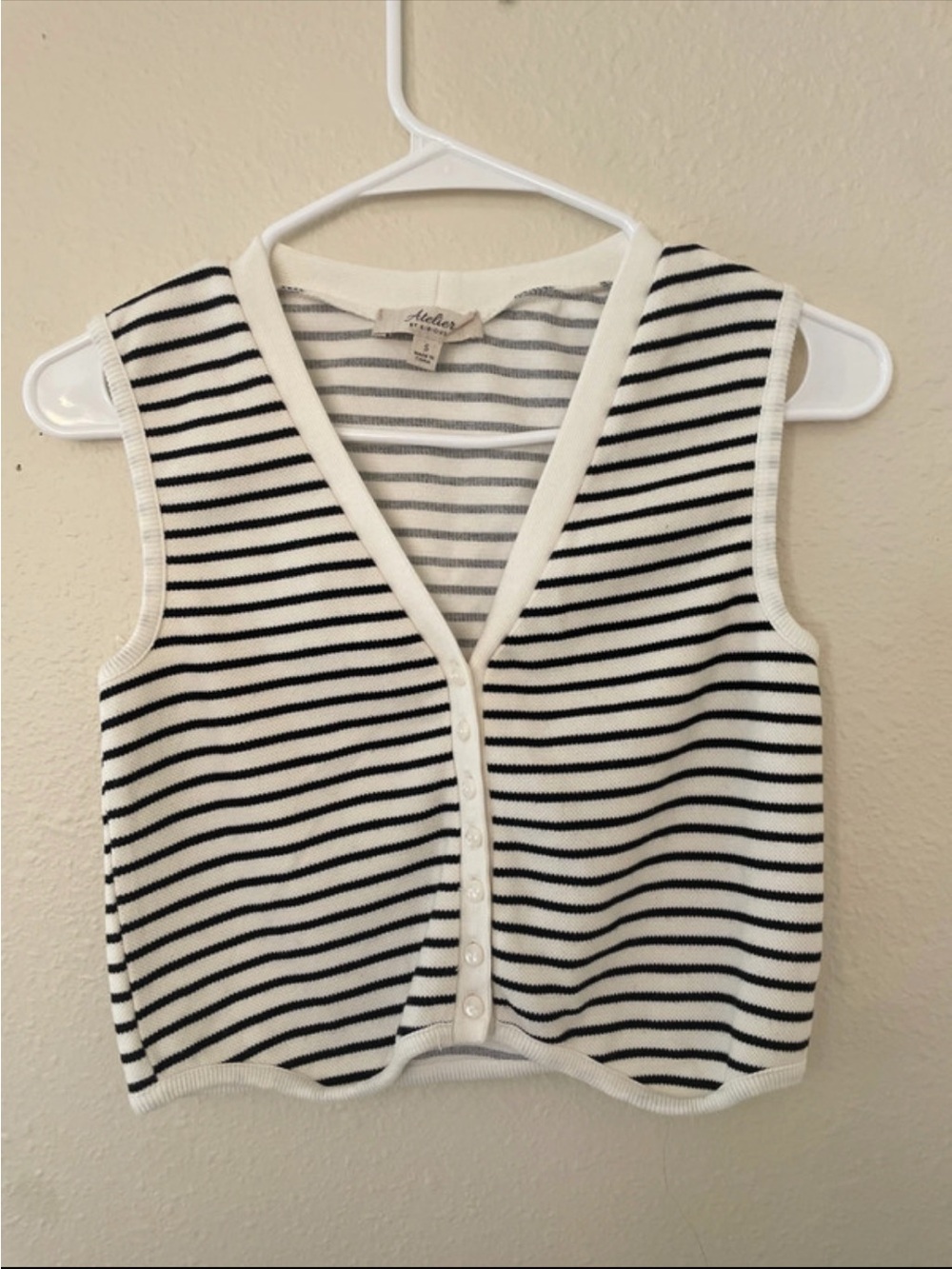 Atelier by Kirious Striped V Neck Knit Top S
